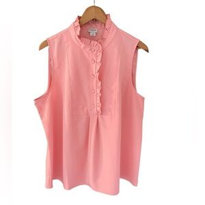 J. Crew Light Coral Peach Ruffle Trim Crepe Sleeveless Tank Women's Size 14